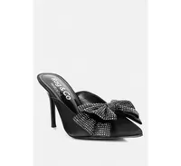 Rag & Co Elisda Womens Embellished Bow High Heel Mules