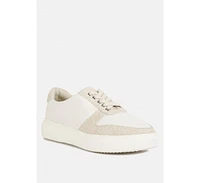 Kjaer Womens Dual Tone Leather Sneakers