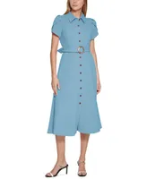 Calvin Klein Women's Tulip-Sleeve Midi Shirtdress