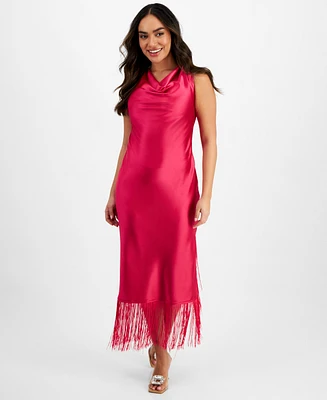 I.n.c. International Concepts Petite Fringed-Hem Cowlneck Sleeveless Dress, Created for Macy's