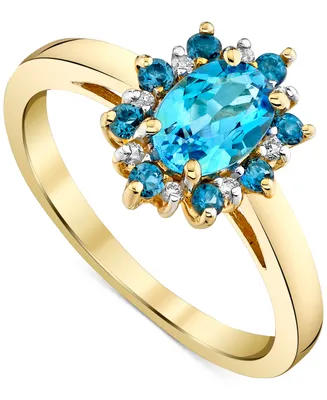 Blue Topaz (1-1/4 ct. t.w.) & Diamond Accent Halo Ring in 14k Gold