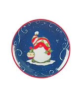 Holiday Magic Gnomes 4 Piece Dessert Plate Set