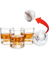 The Wine Savant Baseball Whiskey Glasses, Set of 4