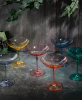 The Wine Savant Colored Vintage-Like Glass Coupes, Set of 6
