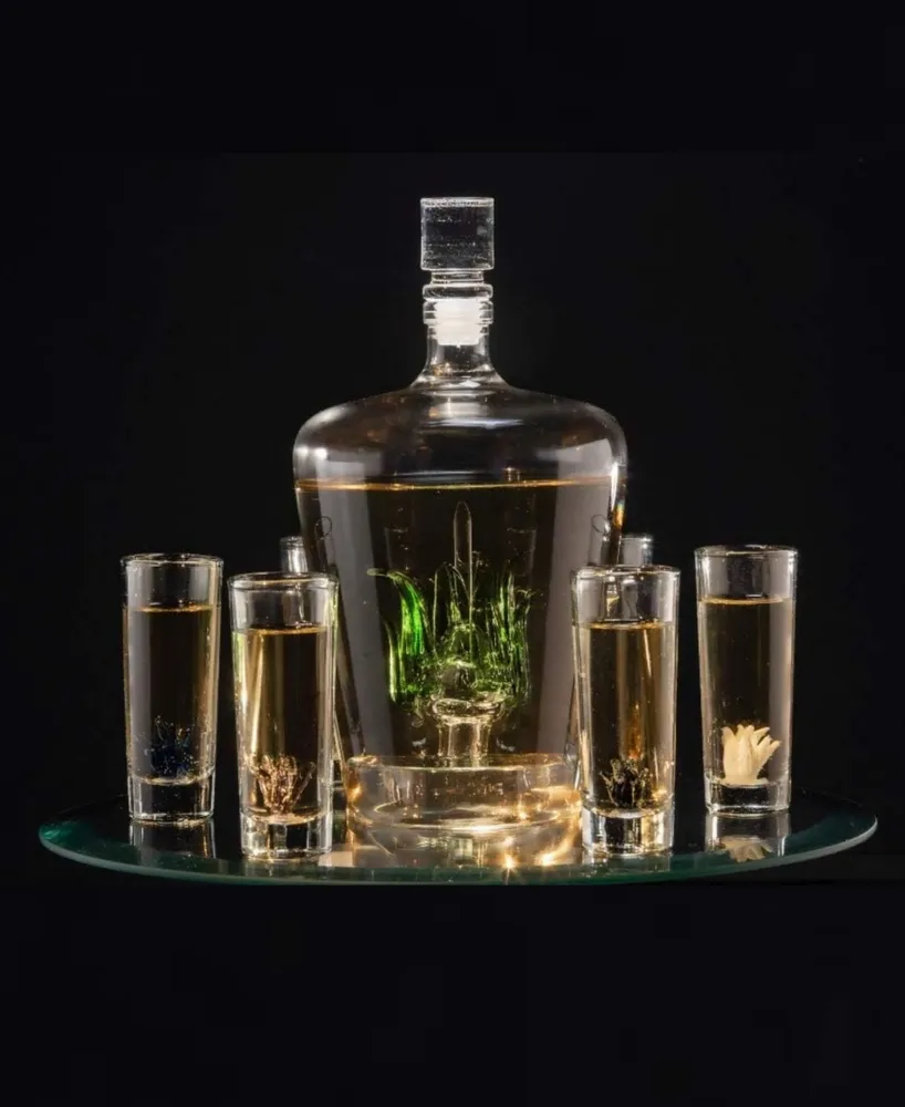 The Wine Savant Tequila Decanter & Shot Glasses, 7 Piece Set