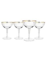 The Wine Savant Gold Rim Coupe Glasses, Set of 4