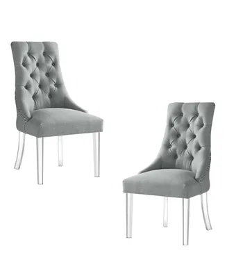Inspired Home Winona Linen Acrylic Leg Dining Chair Set of 2, Light Grey