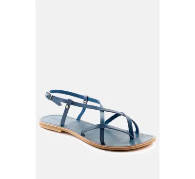 Rita Womens Strappy Flat Leather Sandals