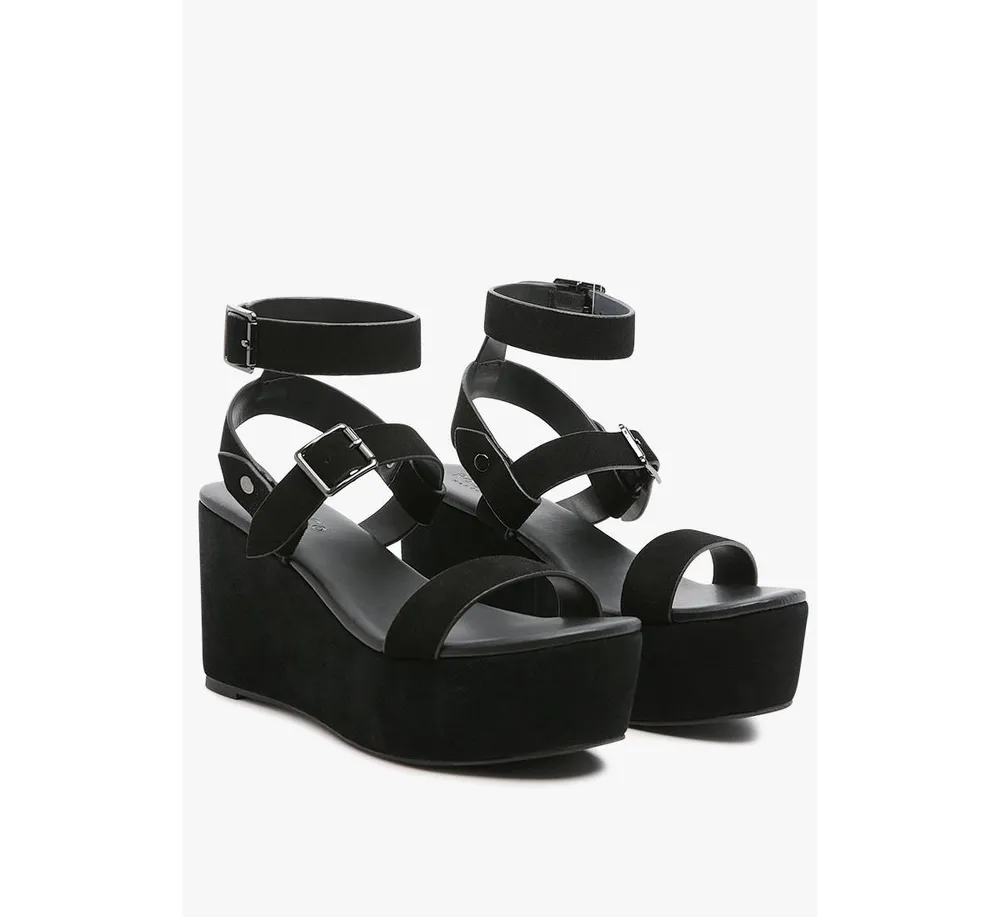 Rag & Co Portia Womens Leather Wedge Sandal