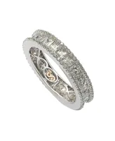 Suzy Levian New York Sterling Silver Princess Cut Cubic Zirconia Eternity Band Ring