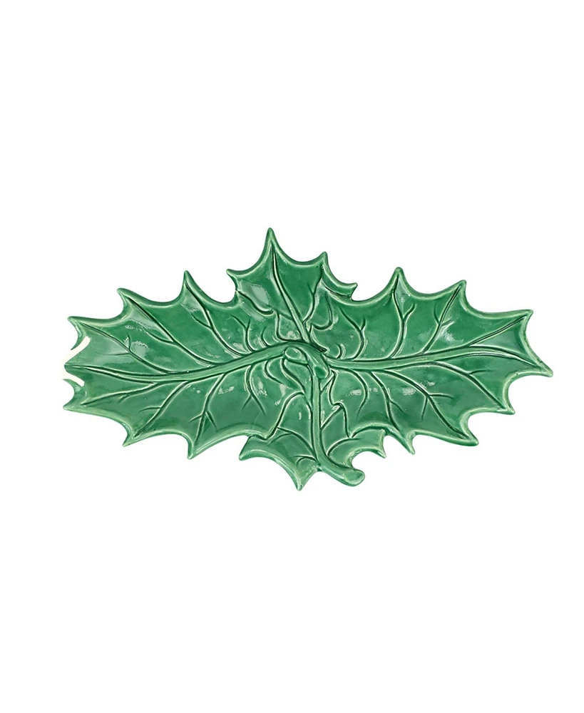 Lastra Evergreen Figural Holly Two-Leaf Platter