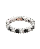 Suzy Levian New York Sterling Silver Cubic Zirconia Alternating Stone Eternity Band Ring