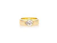 Cubic Zirconia Bezel Set Pear Cz Band Ring