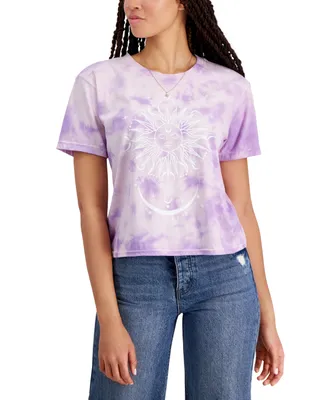 Rebellious One Juniors' Celestial-Graphic Tie-Dye T-Shirt