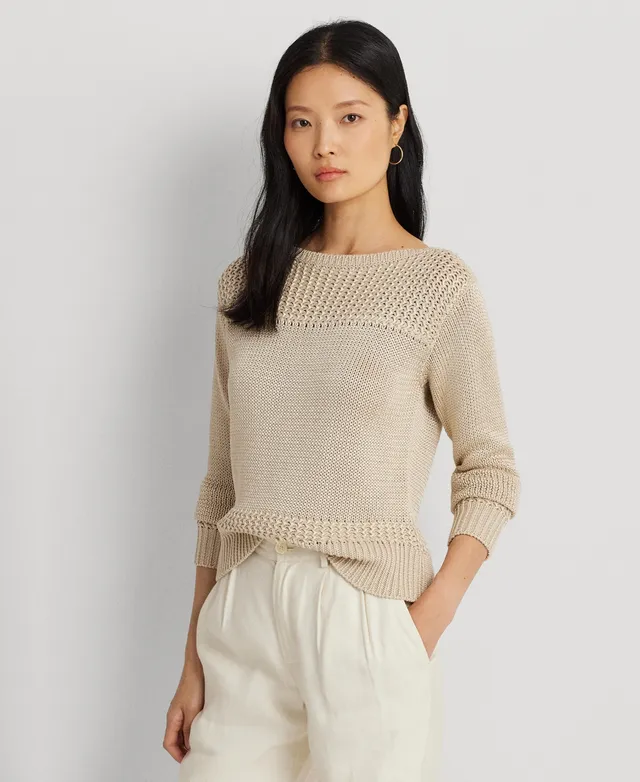 Lauren Ralph Women's Cotton-Blend Boatneck Sweater