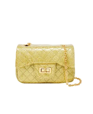 Girl's Gold Classic Quilted Sparkle Mini Handbag