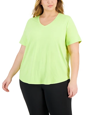 Id Ideology Plus Curved-Hem V-Neck Top, Created for Macy's