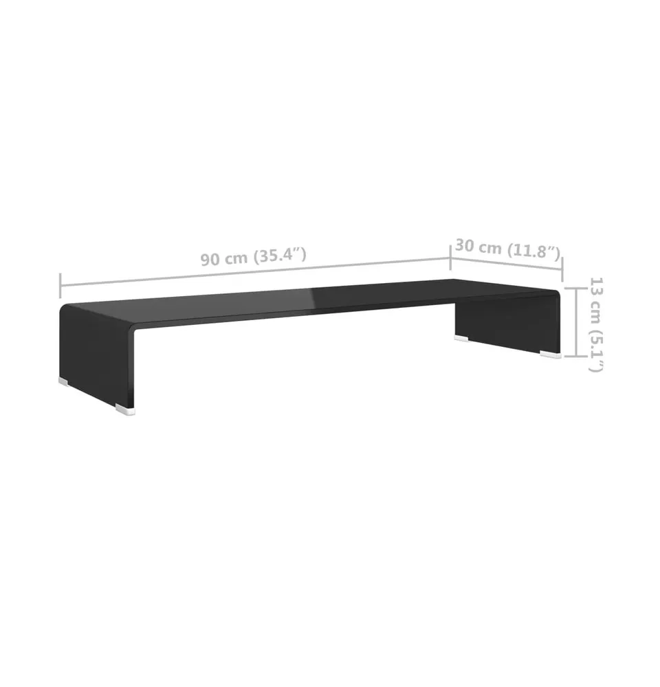 vidaXL Tv Stand/Monitor Riser Glass Black 35.4"x11.8"x5.1"