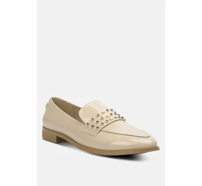 Rag & Co Meanbabe Womens Semicasual Stud Detail Patent Loafers