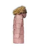 Girl's Faux Fur Trim Warm Winter Parka Coat with Cinch Waist, Kids