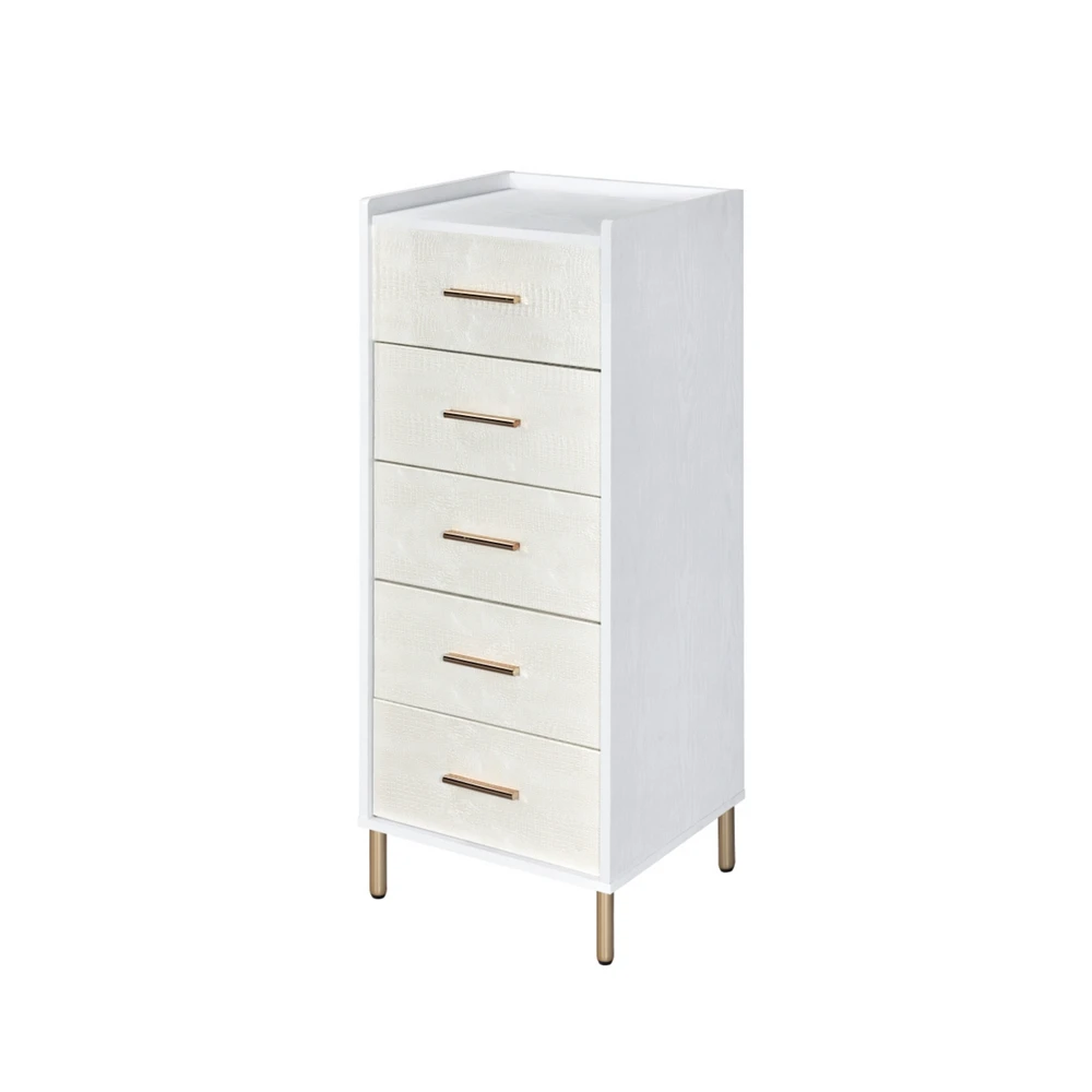 Streamdale Furniture Myles Jewelry Armoire, White, Champagne & Gold Finish