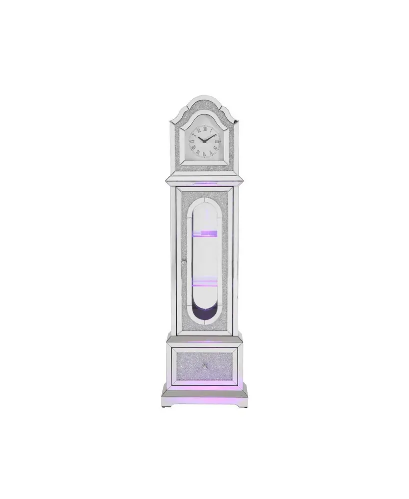 Streamdale Furniture Noralie Grandfather Clock with Led Mirrored & Faux Diamonds