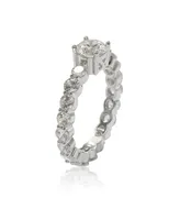 Suzy Levian New York Sterling Silver Round Cut Cubic Zirconia Bridal Eternity Band Ring