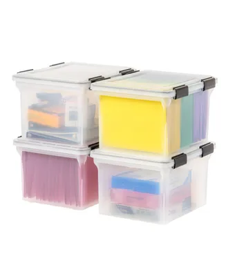 4 Pack 32qt Weatherpro Airtight Plastic Storage Bin with Lid and Seal and Secure Latching Buckles