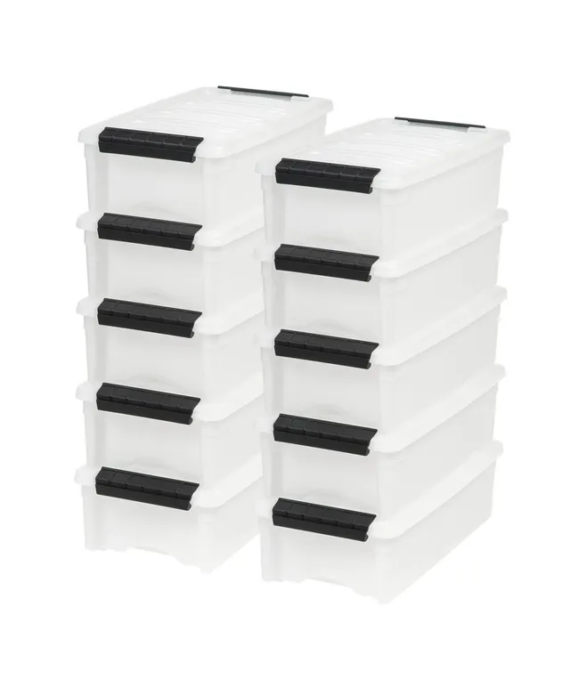 Iris USA 6 Pack 26.9qt Plastic Storage Bin with Lid and Secure Latching Buckles, Pearl