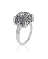 Suzy Levian New York Sterling Silver Cubic Zirconia Puff Ring