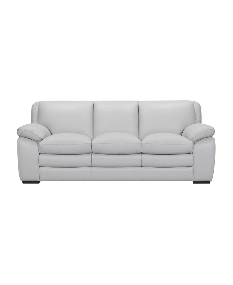 Zanna 92" Genuine Leather with Wood Legs in Contemporary Sofa