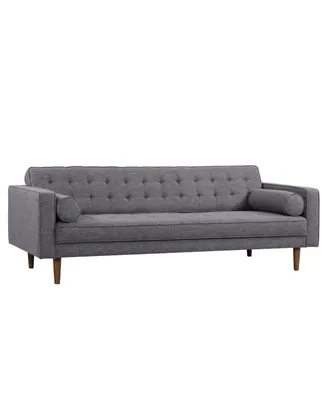 Element 85" Linen and Walnut Legs in Mid-Century Modern Sofa