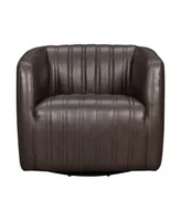 Aries 31" Genuine Leather Swivel Barrel Chair