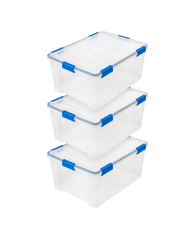 3 Pack Quart WeatherPro Plastic Storage Box Durable Lid and Seal and Secure Latching Buckles