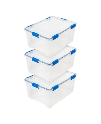 3 Pack Quart WeatherPro Plastic Storage Box Durable Lid and Seal and Secure Latching Buckles