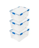 Iris 3 Pack Quart WeatherPro Plastic Storage Box Durable Lid and Seal and Secure Latching Buckles