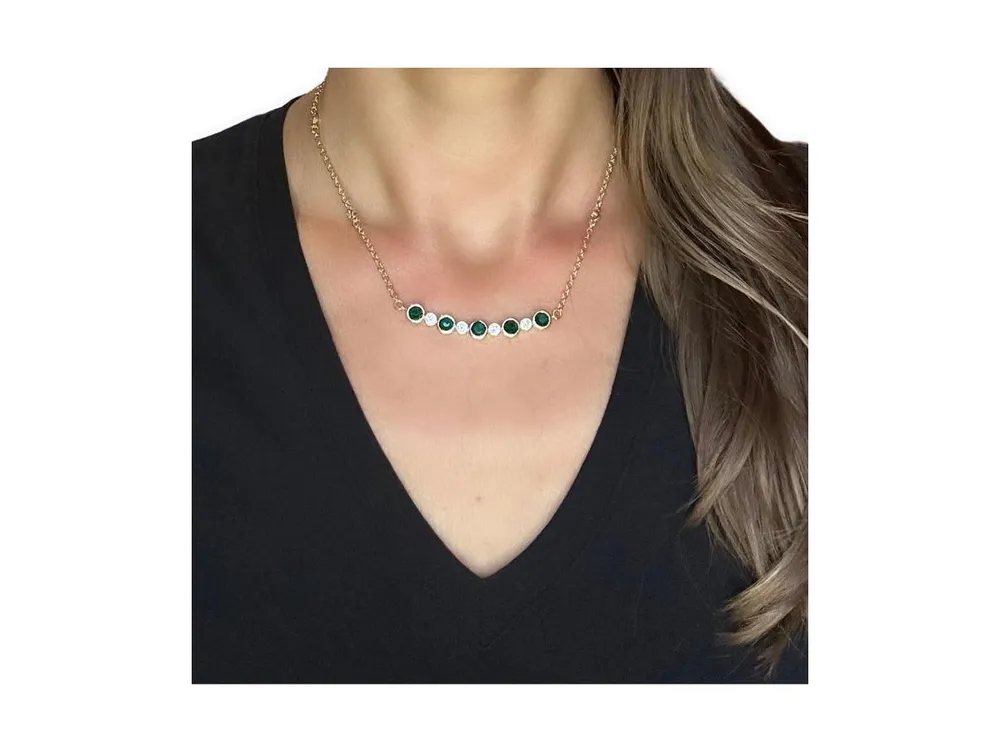 Emerald Crystal + Cubic Zirconia Pendant Necklace