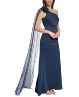 Eliza J Women's Rosette-Trim Draped One-Shoulder Gown