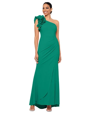 Xscape Women's Petite Ruffled One-Shoulder Gown