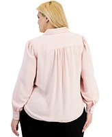 Bar Iii Plus Ruffle-Front Blouse, Created for Macy's