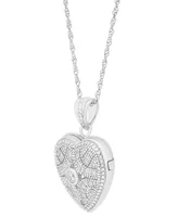 Cubic Zirconia Heart Locket Pendant Necklace in Sterling Silver