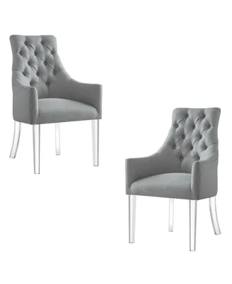 Inspired Home Winona Linen Acrylic Leg Dining Chair Set of 2