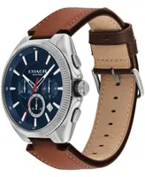 Coach Men's Jackson Saddle Leather Strap Watch 45mm