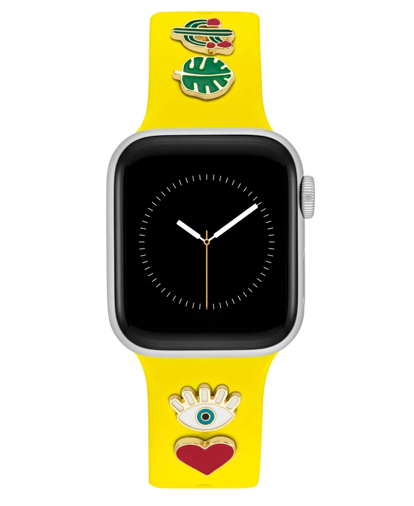 WITHit Yellow Smooth Silicone Band with Band Candy Hope Charms designed for Apple Watch 42mm (Series 1-3 only) & 44/45/46/49mm (Ultra & Ultra 2)