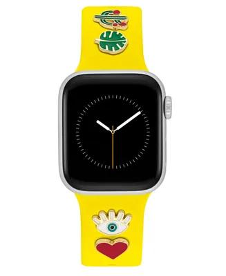 WITHit Yellow Smooth Silicone Band with Band Candy Hope Charms designed for Apple Watch 42mm (Series 1-3 only) & 44/45/46/49mm (Ultra & Ultra 2)