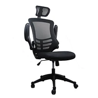 Modern High-Back Mesh Executive Office Chair With Headrest And Flip-Up Arms