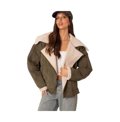 Women's Faux suede shearling oversized jacket