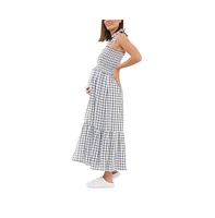 Ripe Maternity Phoebe Smocked Dress White/Navy