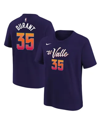 Big Boys Nike Kevin Durant Purple Phoenix Suns 2023/24 City Edition Name and Number T-shirt