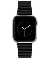 Nine West Women's Black Polyurethane Leather Band Compatible with 38mm, 40mm and 41mm Apple Watch - Black, Silver